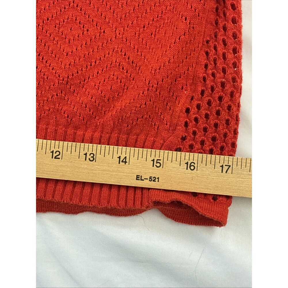 prAana Cedar Cowl Neck Cotton Wool Open Knit Pullover Sweater Orange Red Small - Picture 13 of 14